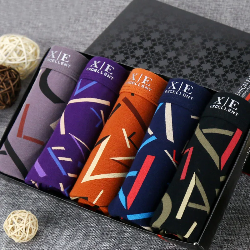 5 шт./партия мужские хлопковые трусы боксеры с принтом|Мужские боксеры| |