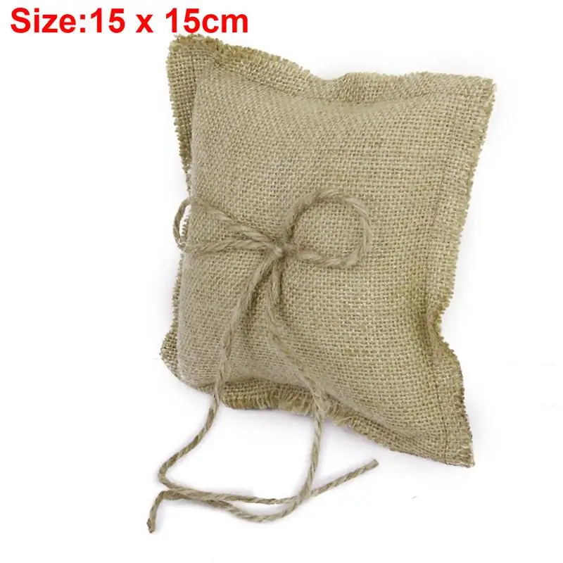 20x20 см Мешковина Hessian рустикальное свадебное кольцо Подушка кольцо несущий кружевной цветок для свадебной церемонии свадебные принадлежности - Цвет: 5