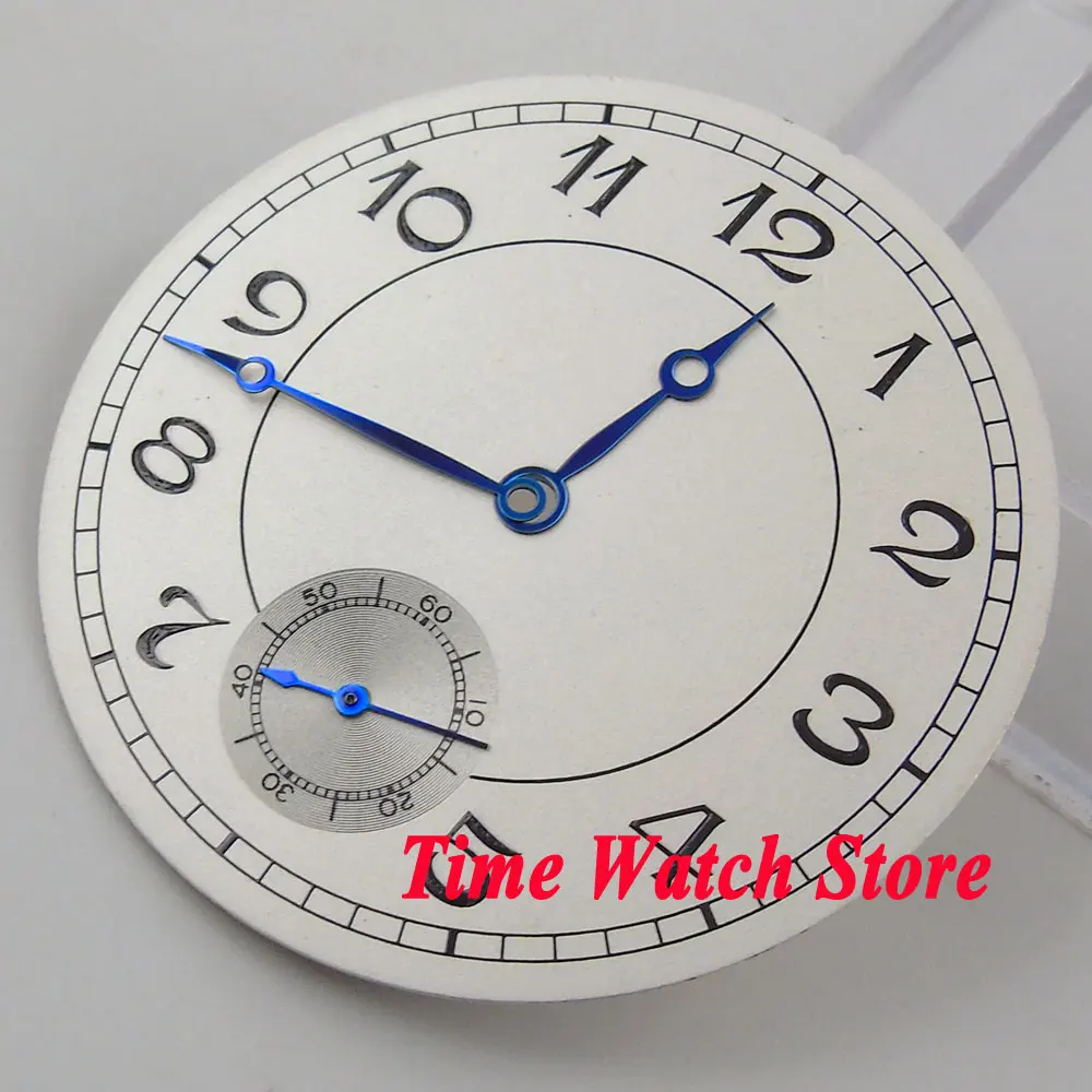 

38.9mm white sterial dial blue hands luminous marks watch Dial fit 6498 hand winding Movement (Dial+hands) D62