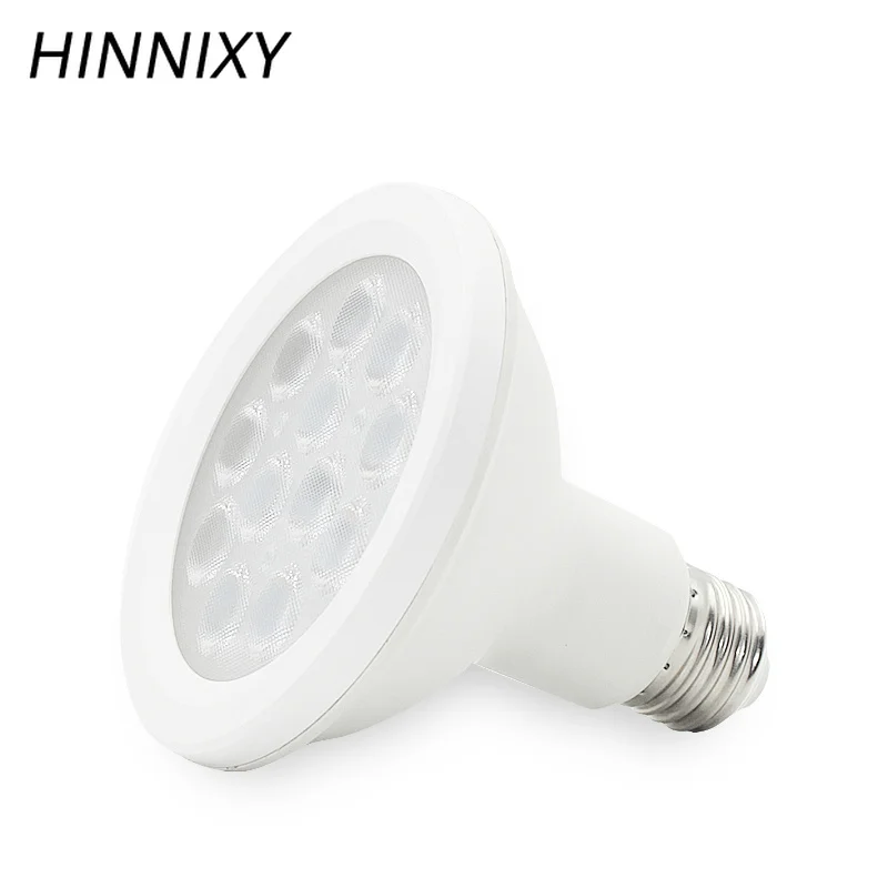 Hinnixy LED Par30 12W E27 трек лампа 100 240V 1200lm пластик черный белый корпус теплый