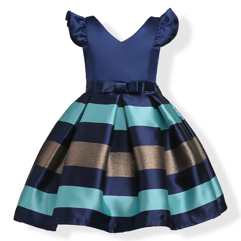Navy Blue Новогодний костюм для девочки;карнавальные костюмы праздничное нарядное платье для девочки:Детские платья для девочек; зимнее элегантное праздничное платье принцессы; свадебное платье подружки невесты; одежда для детей - Цвет: Navy Blue