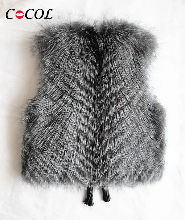Женский меховой жилет роскошное пальто из натурального Лисьего меха верхняя