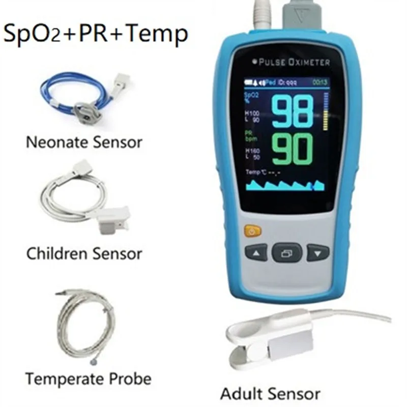 H381B 3 sensor Blue 2,8 TFT lcd Android iOS Bluetooth 4,0 ручной пульсоксиметр для новорожденных детей и взрослых spo2 датчик Монитор пульса - Цвет: H381B 3 sensor Blue