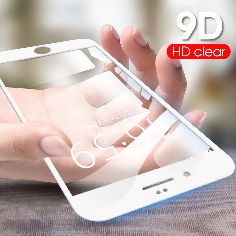 Защитная пленка 9D для экрана закаленное стекло iPhone 7 8 Plus полное клеевое 6 6S HD 5 5S