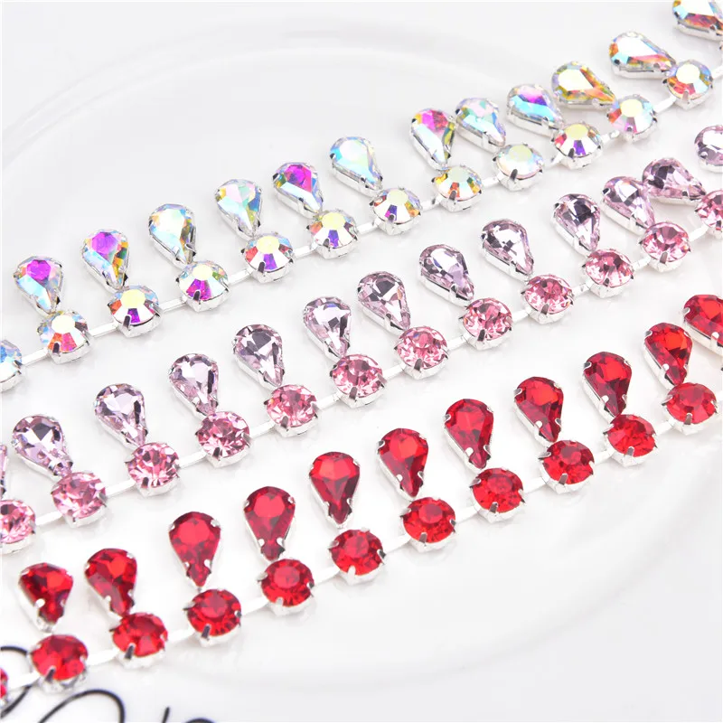 1 ярд красивые кисточки капли воды круглая Ab Бриллиантовая Серебряная/золотая