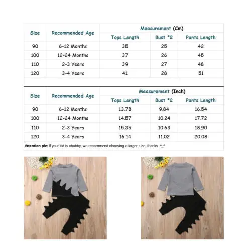 2018 Brand New Casual Toddler Kids Baby Boys Dinosaur Autumn Outfits Long Sleeves Pullover Tops Pants 2Pcs Set Clothes 0-4T |