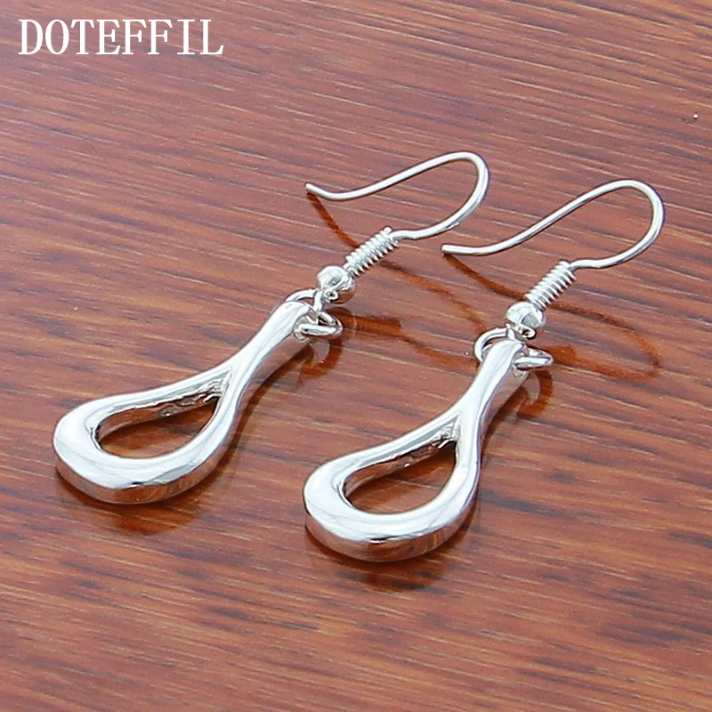 DOTEFFIL 925 Sterling Silver Hollow Water Droplets/Raindrops Drop Earrings For Woman Wedding Engagement Fashion Party Jewelry | Украшения и