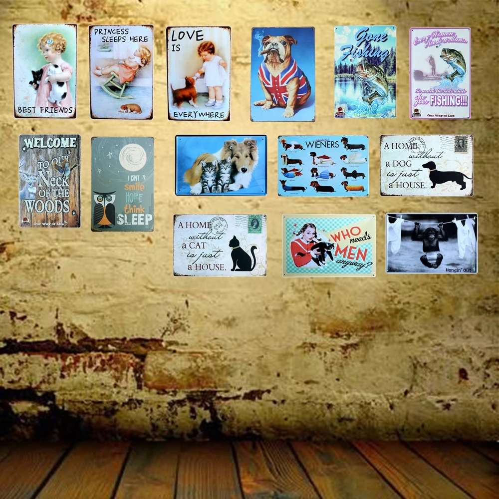 [Mike86] Черные штампы с изображением дома без кошки металлические знаки украшение