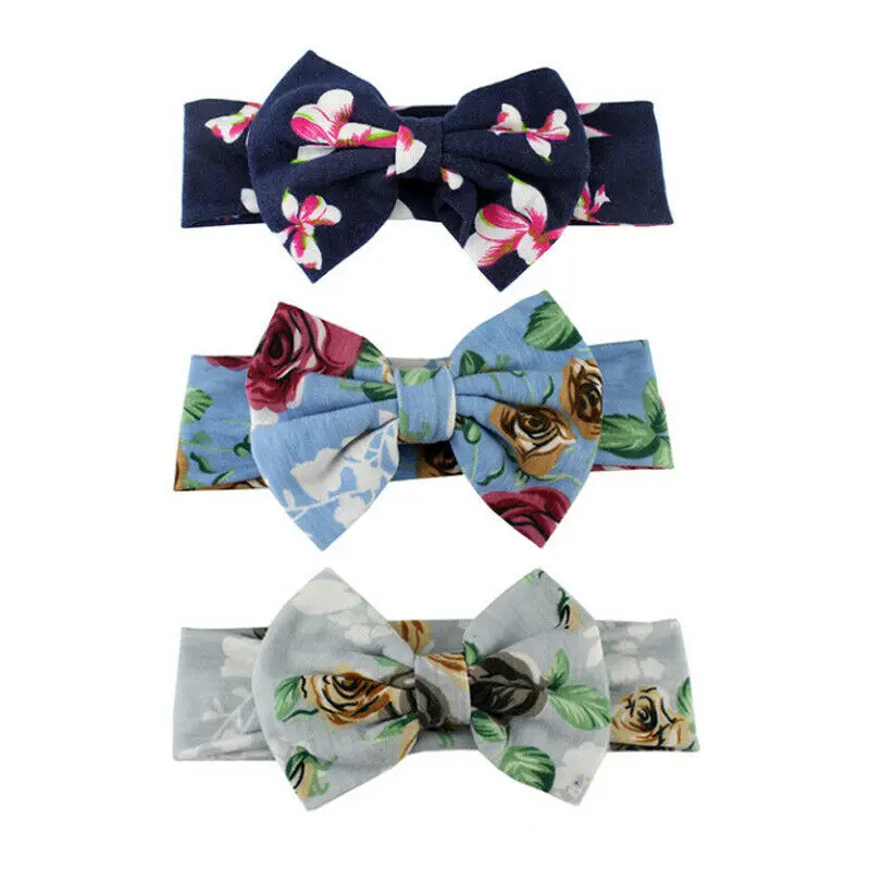 3Pcs New Baby Soft Bow Headband Turban Top Knot Newborn Girl Accessories Sweet Gifts Flower Stretch Princess | Детская одежда и