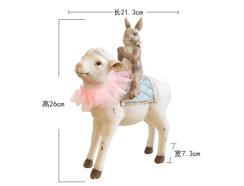 

Home Decoration Accessories Gentleman Rabbit Riding On The Back Of A Sheep Decoration Figurine Living Room Ornament Gift