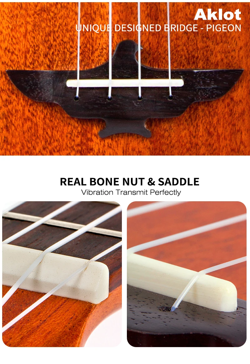Aklot Solid Mahogany Tenor Гавайские гитары укулеле стартовый набор сопрано концертный Ukelele Uke Гавайские гитары 23 дюймов 12 Лада 1:18 медный тюнер
