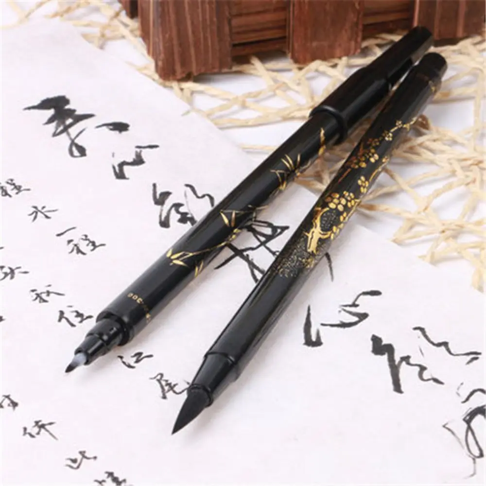 2 в 1 с двумя головками кисть для каллиграфии мягкой щеткой фетровых наконечника