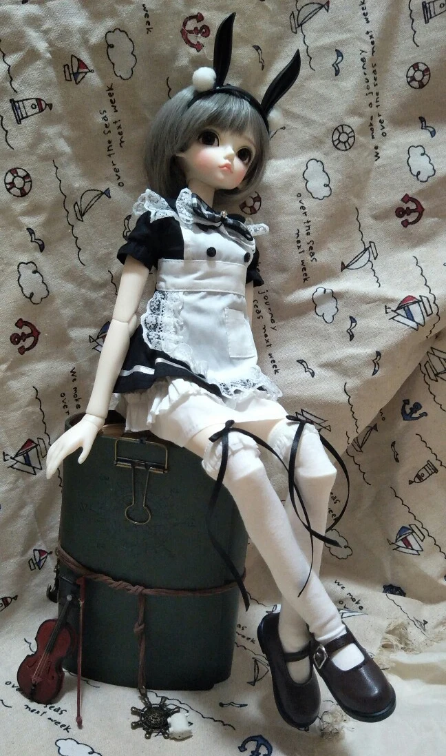 D01-P352 детская игрушка ручной работы 1/6 дядя аксессуары для куклы BJD/Sd Одежда с изображением кролика «Банни»; платье-передник горничной 5 шт./компл