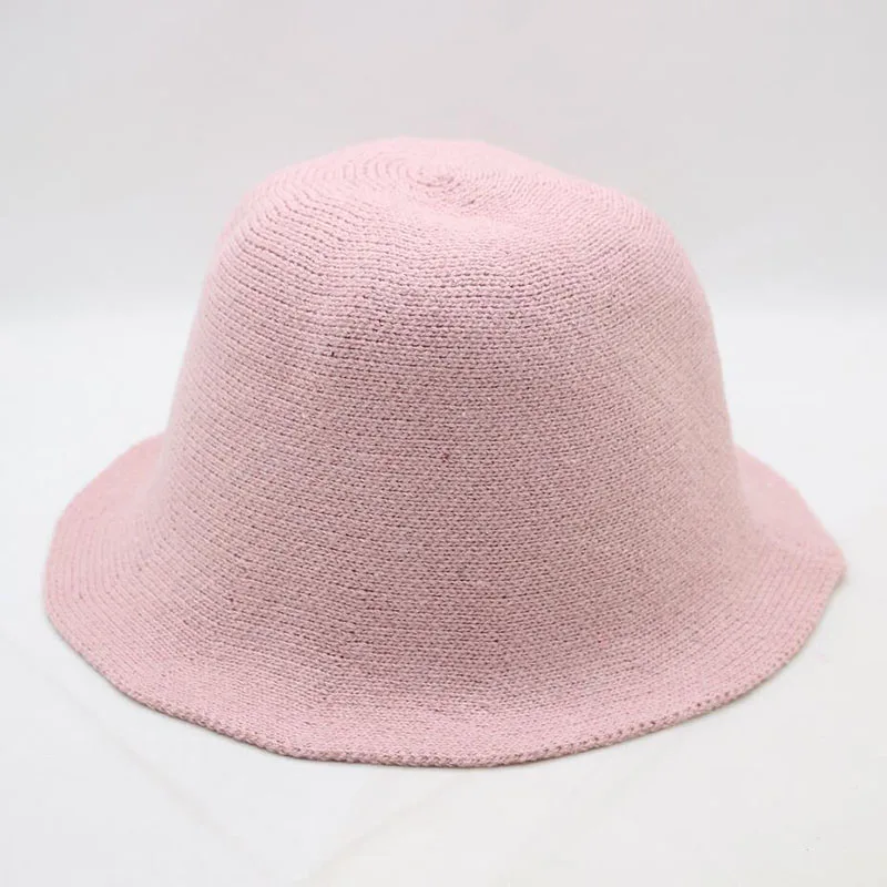 pink SUOGRY вязаный вязаные шапки с закатанными полями шляпа рыбаловедские снасти Женская Повседневная Для женщин Горячие шапки осень/зима Панамы - Цвет: pink