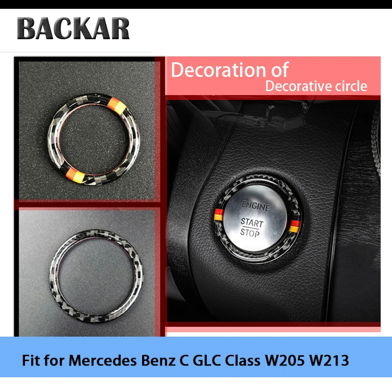 Стильные 3D наклейки Backar для Mercedes W205 W213 Benz C E GLC Class AMG кольца ключей зажигания