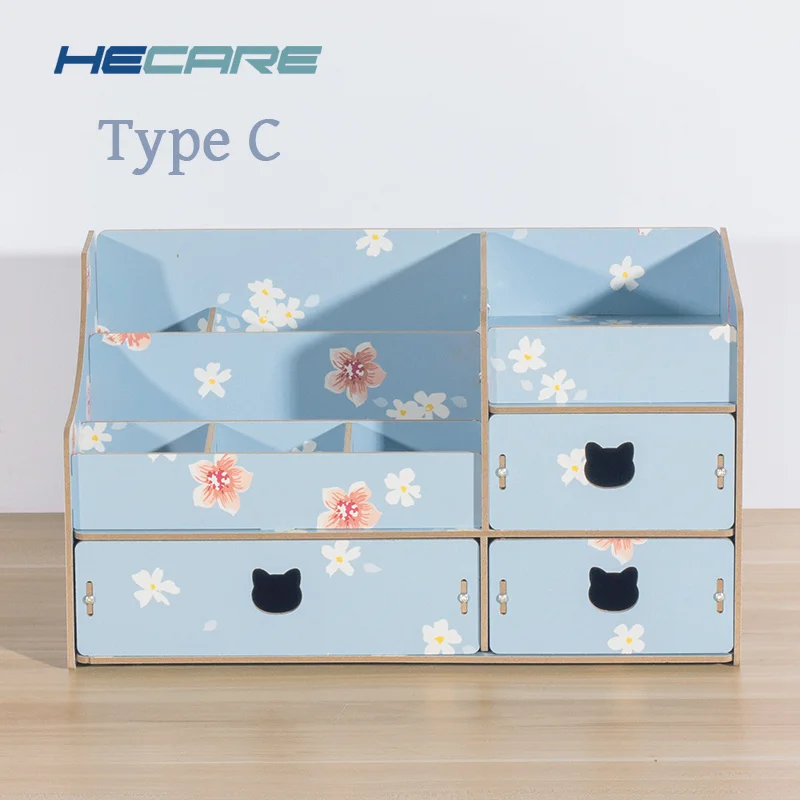 Blue SD11 3 вида стилей, деревянная Экологически чистая деревянная коробка для макияжа, органайзер, большая емкость, косметический Органайзер, для домашнего хранения косметики - Цвет: Blue SD11