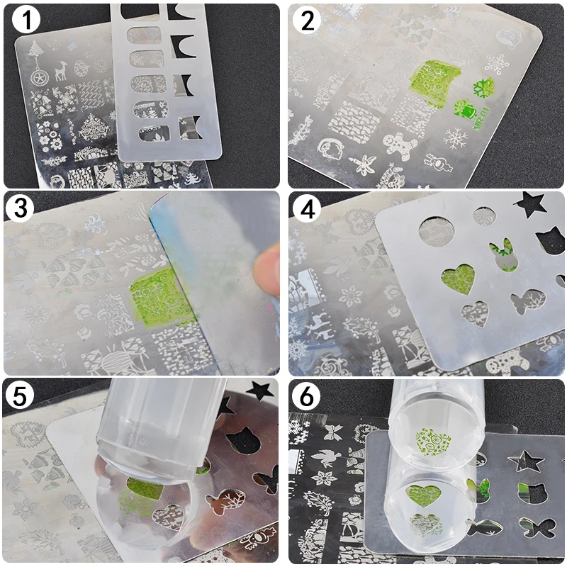 Mix 4 вида конструкций ногтей штамповка плиты полые из нержавеющей штамп шаблон