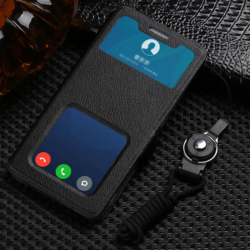 Деловой чехол из искусственной кожи с двойным окошком для Xiaomi Redmi 9T Note 9 Power POCO M3 F3 F2