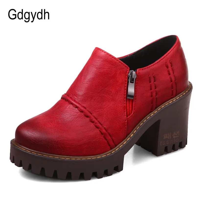 Gdgydh/2019 г. Демисезонная женская обувь женские туфли лодочки на толстом каблуке