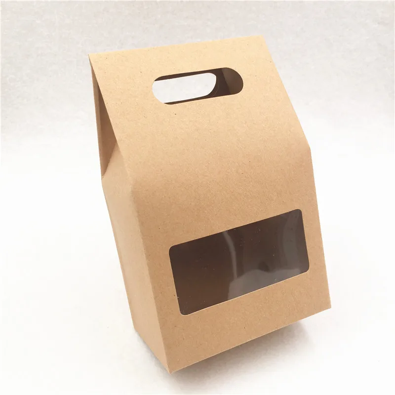 Ручная коробка из крафт-бумаги коричневого цвета с сердечком ПВХ окно любовь