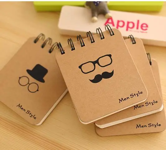 1pcs/lot Vintage Notebook Mustache series Kraft blank paper with coil Mini Note|blank paper|vintage notebooknotebook kraft |