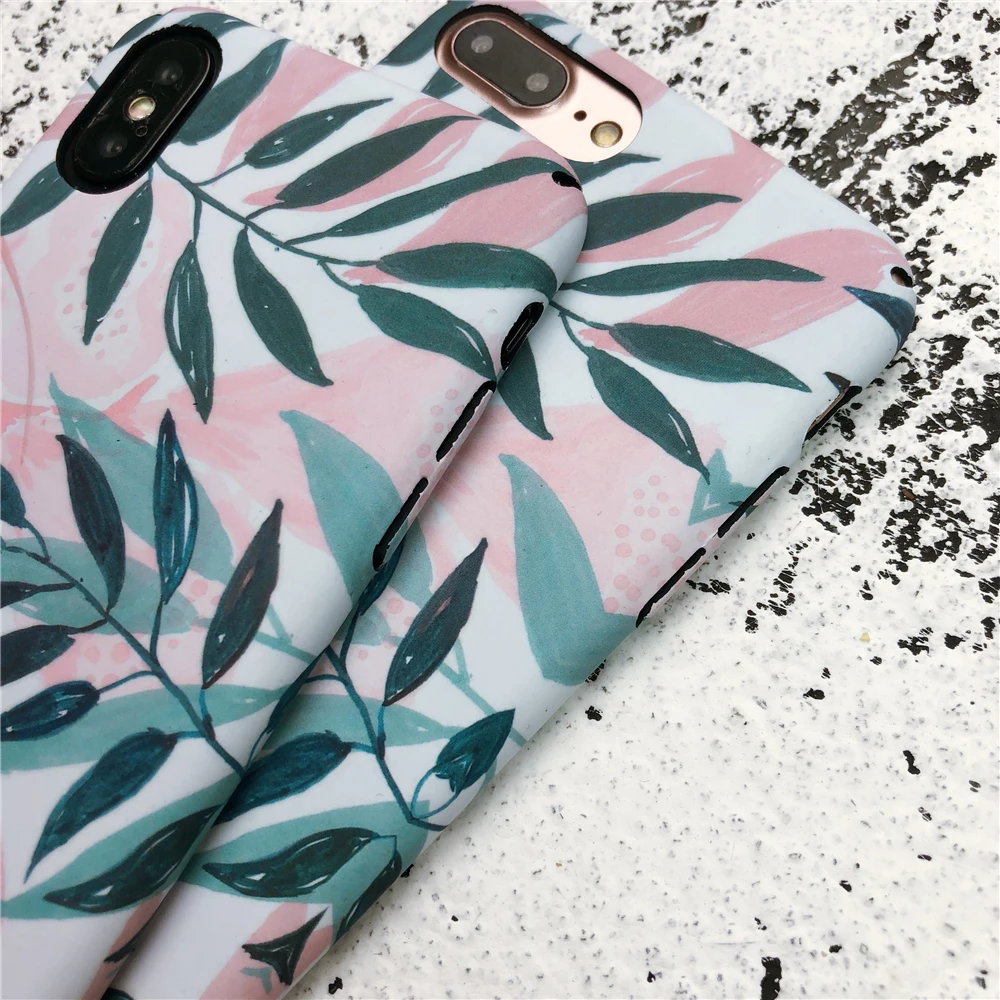 Summer Green Leaf For IPhone 6s Cases Black Line Geometric Texture Phone Bags 6 6plus 6splus Hard PC Back Cover |