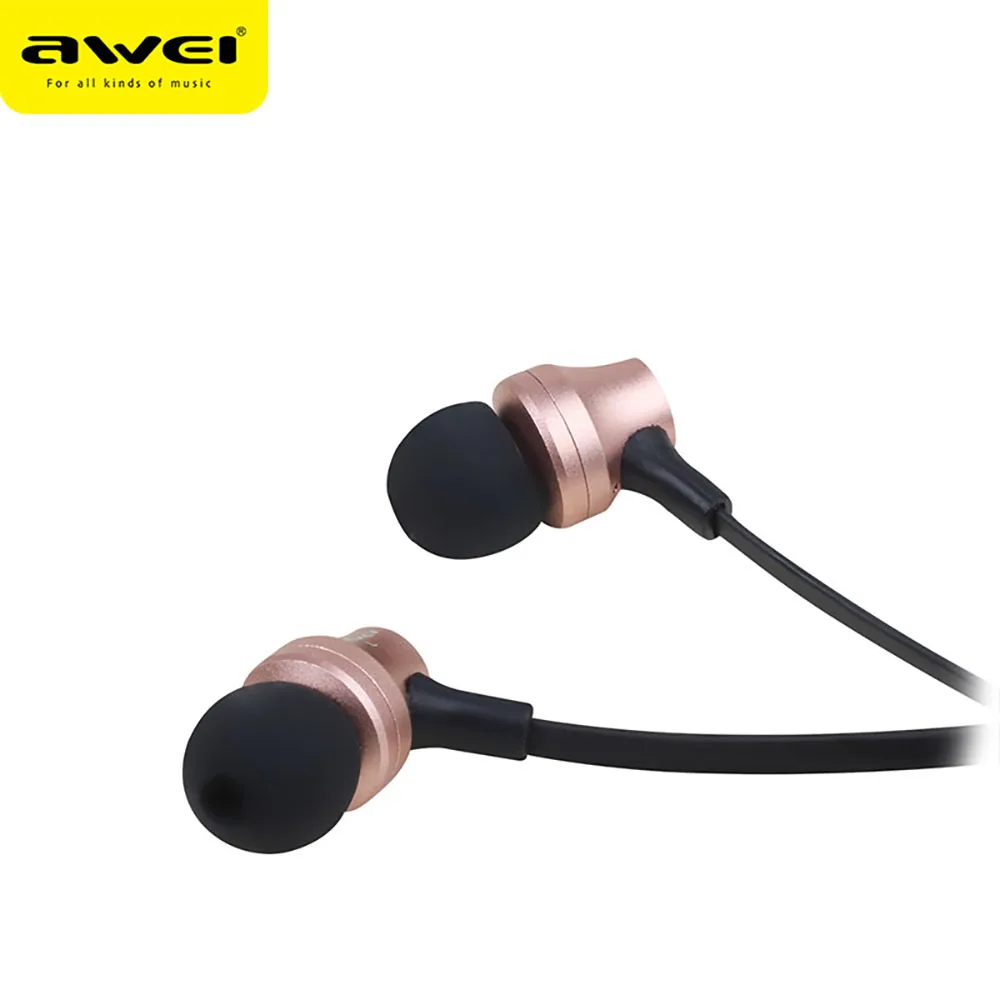 Awei Handsfree Headset Earphone Wired Headphone Head For In Ear Phone Bud Computer PC Earbud In-Ear Earpiece Auricular Handfree |