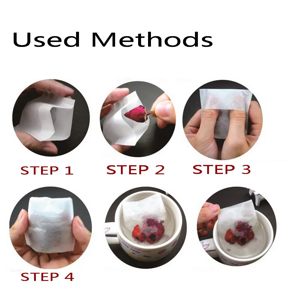 100 PCs/pack 7*10CM Empty Paper Tea Bags Heat Seal Filter Herb Loose Disposable infuser Strainer | Дом и сад