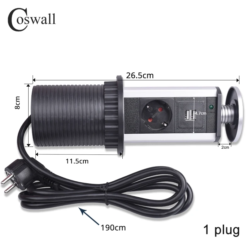 COSWALL 16A PULL POP UP 1/2 розетка питания 2 usb порт для зарядки кухонные настольные розетки Выдвижная столешница EU вилка