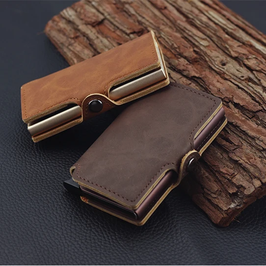 Casekey RFID-защищенный кожаный Алюминиевый бумажник держатель для ID-карт