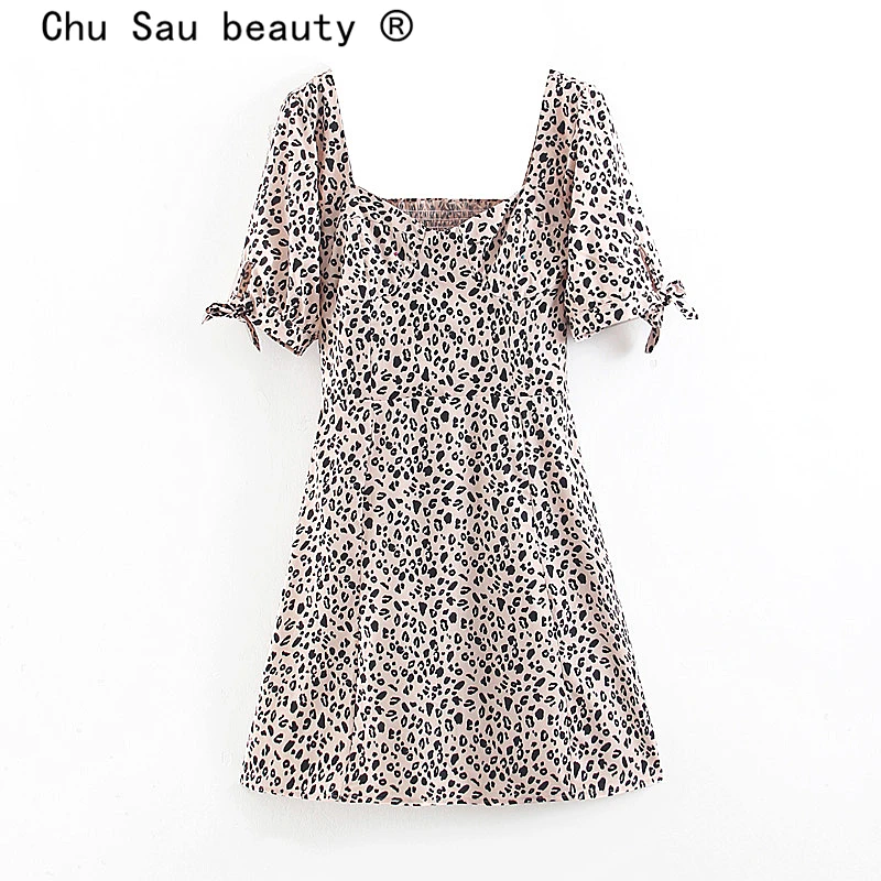 Chu Sau beauty милое шикарное леопардовое платье миди в горошек женские праздничные