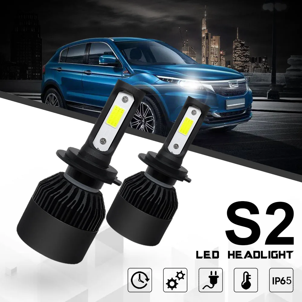 Anmingpu 2x Авто S2 лампы 72 W 8000LM H4 H7 светодиодный H3 H1 9005/HB3 9006/HB4 H8 H9 H11 туман свет