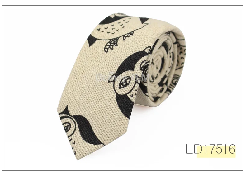 Fashion Mens Neck Tie Linen Skinny Tie for Men Wedding Party Print Neckties Casual Men Retro Neckwear Star Female Cartoon Ties - Цвет: LD17516