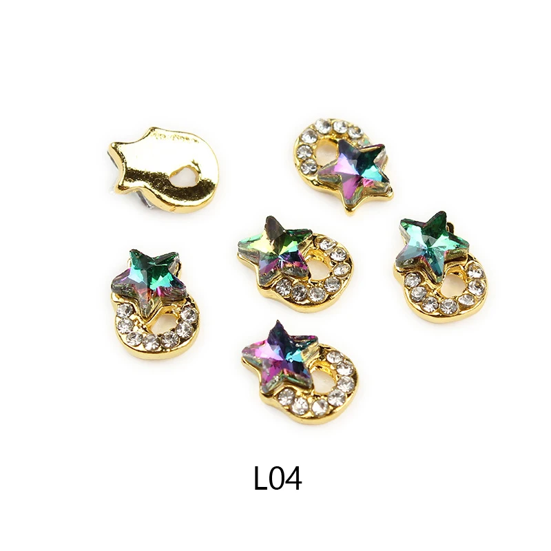 L04 20 шт новые цветные блестящие звезды, 3D металлические перья формы сплава украшения для ногтей/амулеты/шпильки, ногти 3d ювелирные изделия - Color: L04