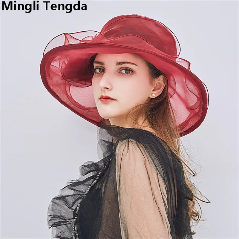 Mingli Tengda Простые Свадебные шляпы из органзы вуалетки Летние с цветами свадебные