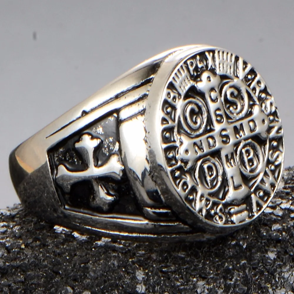 St Benedict Exorcism Cross Ring Demon Protection Ghost Hunter Байкерская Коктейльная Вечеринка из