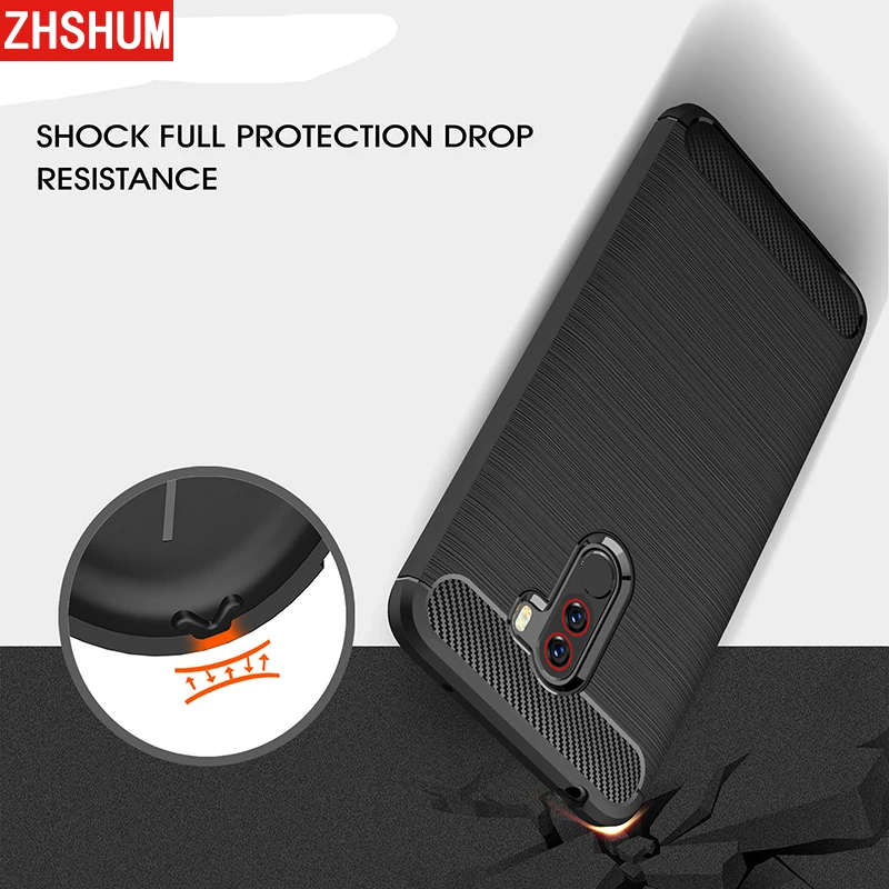 Чехол из углеродного волокна с узором для Xiaomi Pocophone F1 Poco мягкий силиконовый