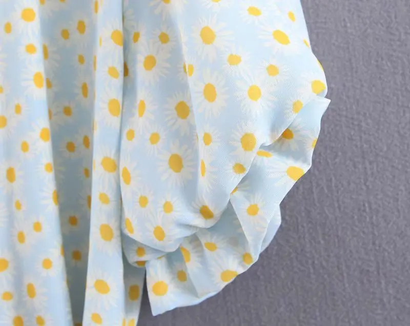 Платье женское Винтажное с принтом маргариток V образным вырезом и