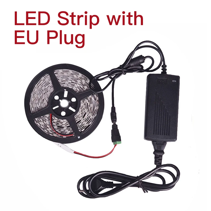 LED Strip EU Plug RGB Светодиодная лента светильник SMD5050 5 м 60 Светодиодный/м гибкая лента Водонепроницаемая неоновая лента ИК пульт дистанционного управления адаптер питания DC12V 5A - Испускаемый цвет: LED Strip EU Plug