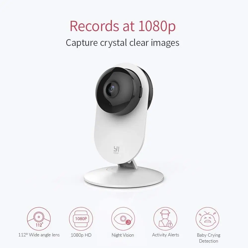 Домашняя камера YI 1080p Home Camera 2 Двусторонняя аудиосвязь Обнаружение движения Повышенное качество цифрового изображения