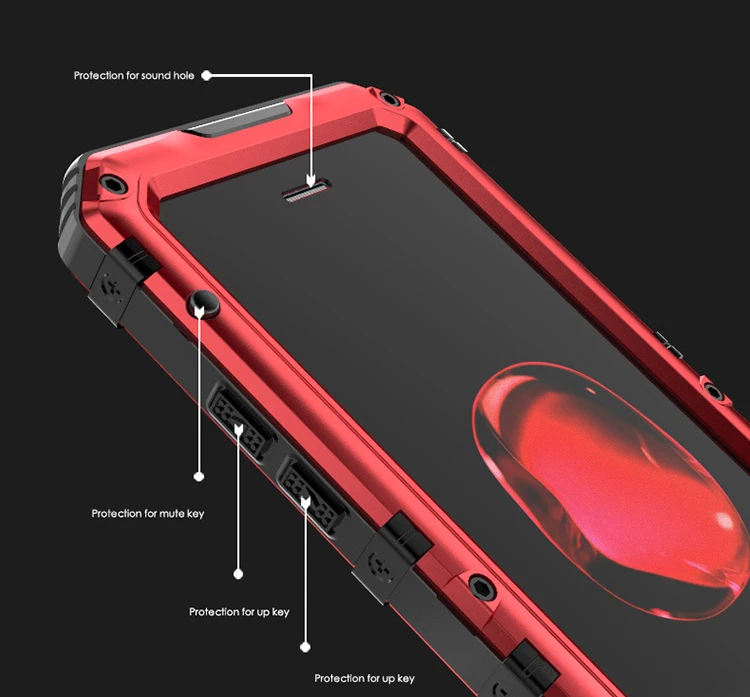 IP68 Ударопрочный водонепроницаемый чехол для iPhone XS MAX XR X 6 6s 7 8 plus чехол 360 военный класс защитный сверхпрочный металлический чехол