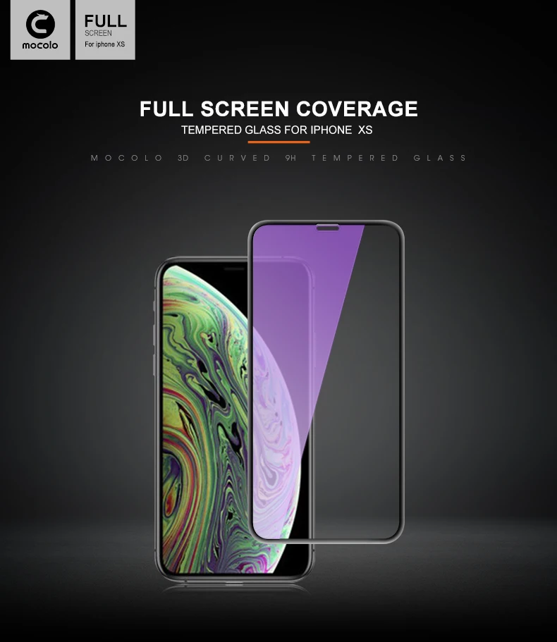 Mocolo анти-синий луч 3D изогнутое премиум стекло для iPhone XS MAX полное покрытие экрана протектор Закаленное стекло пленка для iPhone XS XR