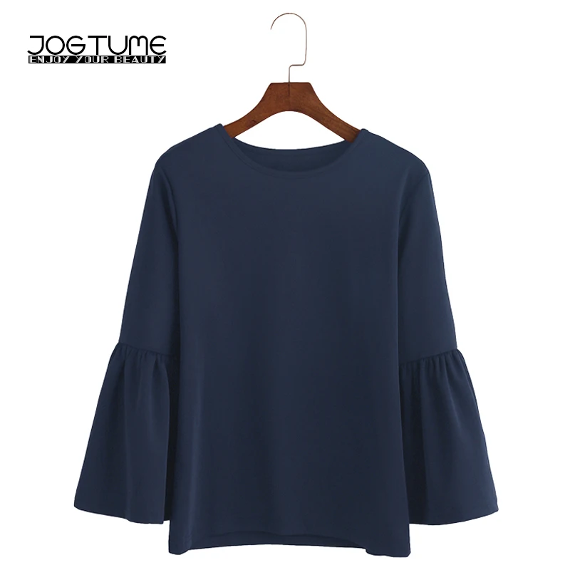 Женская футболка с круглым вырезом JOGTUME повседневная однотонная хлопковая