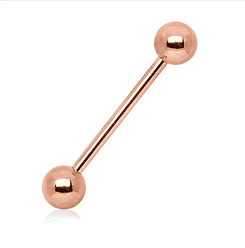 

50pcs Body Jewelry-Surgical Steel Rose Gold Tongue Ring Bar Barbells 14G~1.6mmx14.16mm Nipple Ear Bar Body piercing Jewelry