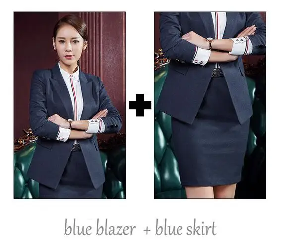 blazer and skirt Женский блейзер в полоску, костюмы для офисных леди, одежда для работы, Shitsuke, темперамент, женский костюм, Большой размер, Офисная форма, дизайн для женщин - Цвет: blazer and skirt