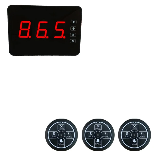 1screen 3bell-black 1 настольный ЖК-приемник 3 кнопки вызова 433 МГц водонепроницаемый Buzeer фаст-фуд Ресторан Беспроводной Вызов официанта системы - Цвет: 1screen 3bell-black
