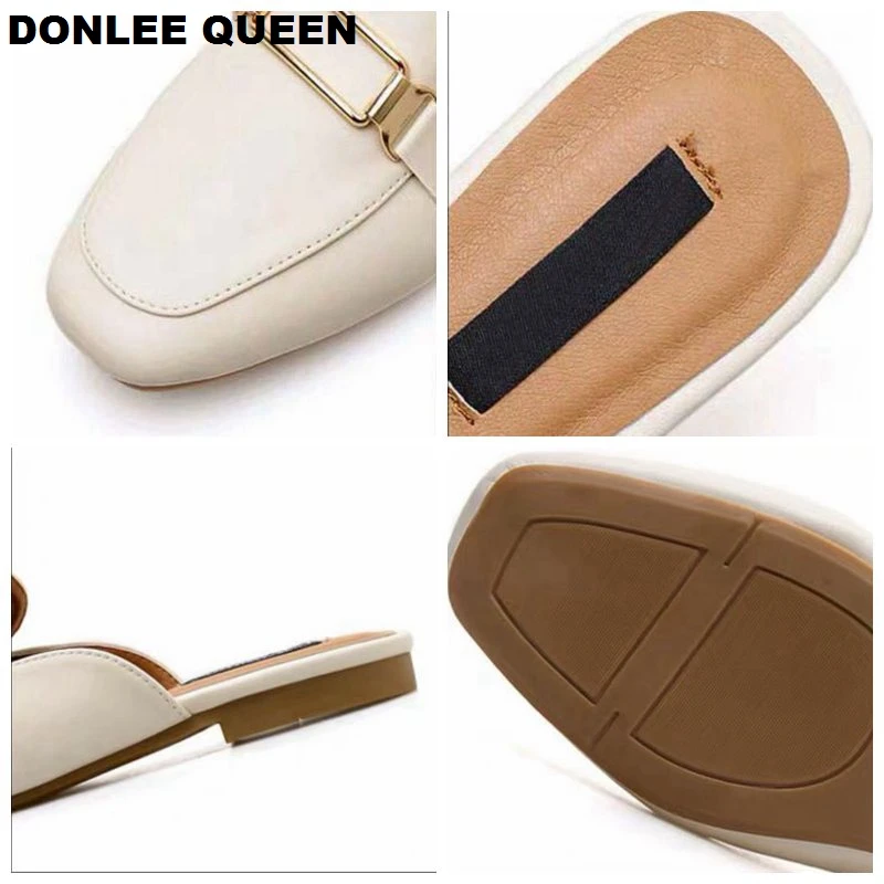 DONLEE QUEEN/женские тапочки на плоской подошве без застежки; женская повседневная обувь в британском стиле с пряжкой; сандалии на платформе; Chaussure; тапочки; большие размеры 35-42