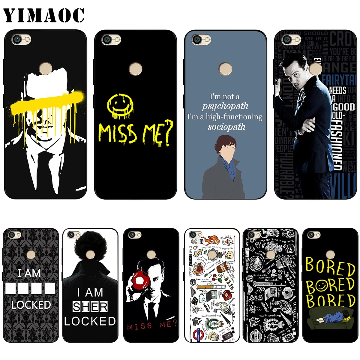 Силиконовый чехол YIMAOC Sherlock Moriartee 221B для Xiaomi Redmi Note 4 4x 4a 5 5a 6 8 Pro Prime Plus|Бамперы| |