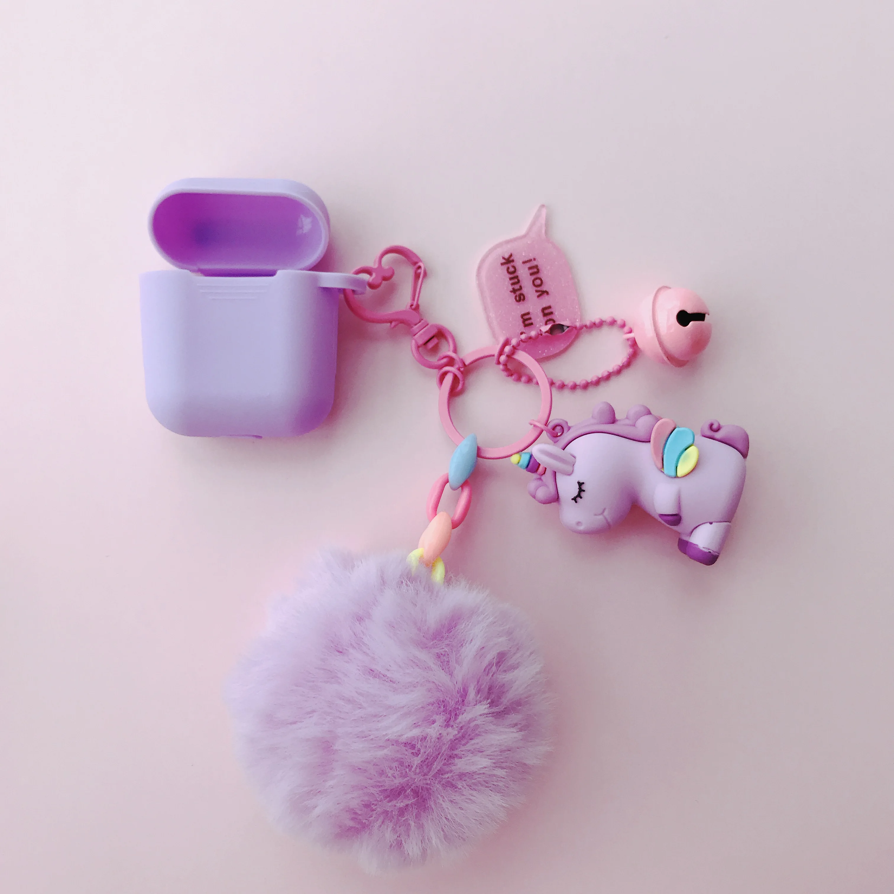 Гарнитура для airpods Милая игрушечная сумка с единорогом, защитная крышка для iphone airpods, ремешок для телефона, мультяшный колокольчик-брелок
