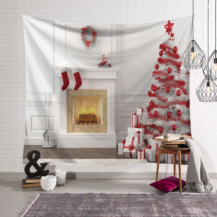 Merry Christmas Wall Tapestry 3d Santa Claus Deer Snowman Printing Kids Room Decor Xmas Hanging Present Gift Farmhouse | Дом и сад